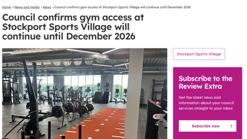 The news story from Stockport Council