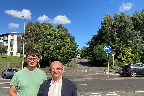 Cllrs Aldridge and Thornley at the Craigs/Maybury junction
