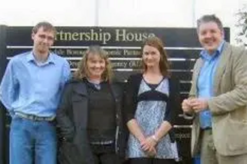 Cabinet Member for Health and Social Care Councillor Dale Mulgrew (Right) alongside Link Team Members Julie Darbyshire, Senior Development Worker, Jules Harris, Development Worker Steven Journeaux, Administrator.