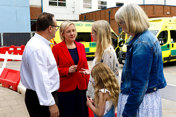 Lisa with residents at Stepping Hill hospital