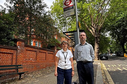 Cllr Judy Dixey & Cllr Matthew Kirk Belzie Park bus stop