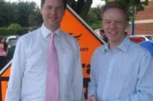 Stephen Robinson and Nick Clegg out campaigning