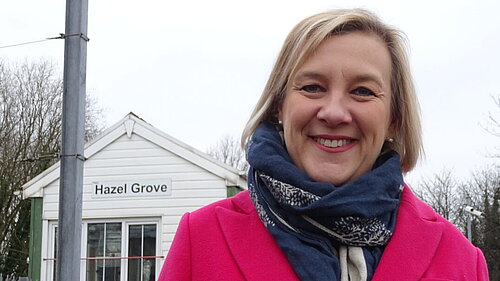 Lisa Smart MP at Hazel Grove station