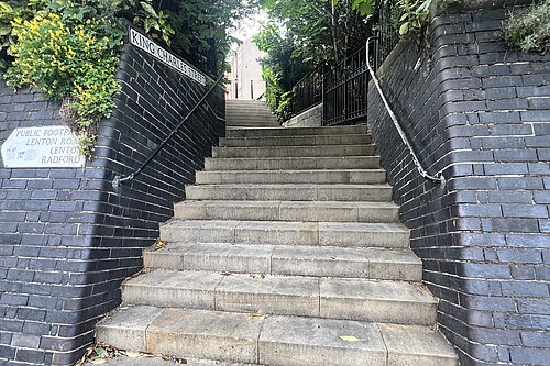 The King Charles Street steps opposite the Castle in Nottingham