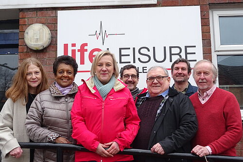 Lisa Smart with local Liberal Democrat councillors at the Life Leisure site in Marple