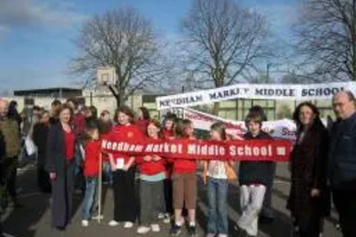Parents protesting at the Tory proposal to Scrap Middle Schools