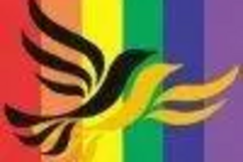 Small DELGA / rainbow flag logo