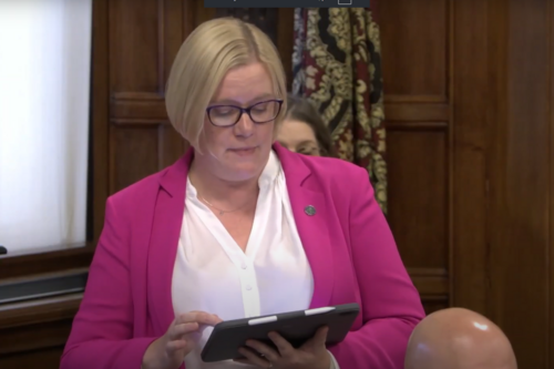 Zöe Franklin speaking in Westminster Hall