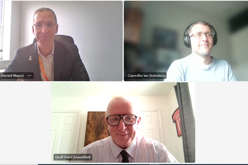 Mayor and Lib Dem councillor meeting with West Midlands Railway 