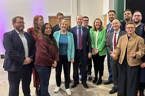 Hazel Grove MP Lisa Smart, with Schools Minister Alison McGovern, and MPs and councillors for across Greater Manchester