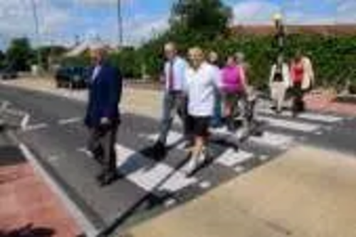 Cllrs Aspinell and Kendall on the new crossing with residents