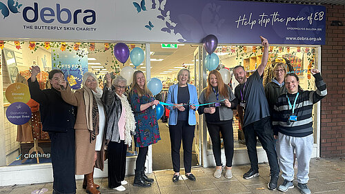 Lisa Smart MP reopens the DEBRA store in Romiley after it was refurbished