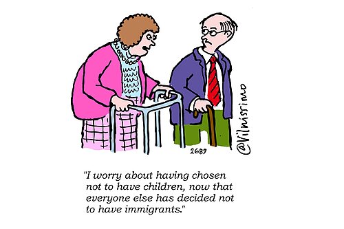 Cartoon of two old people