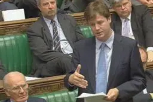 Nick Clegg speaking in the House of Commons