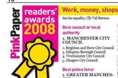 Pink Paper readers awards 2007 - Islington voted third best council