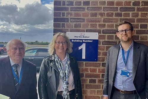 Freddie at Martin Baker with Councillors Judith Edwards and David Turner