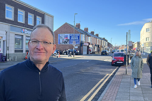 Councillor Peter Walton on Sea Road, Fulwell