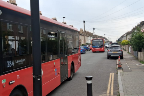 buses on one of the roads