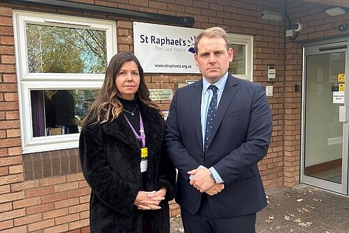 Luke Taylor MP meeting with CEO of St Raphael’s Hospice Rebecca Trower in December last year