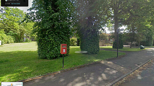 A Google Street View image showing the former post box