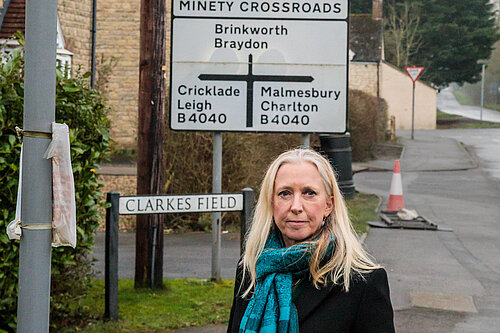 Roz next to Minety Bus Stop