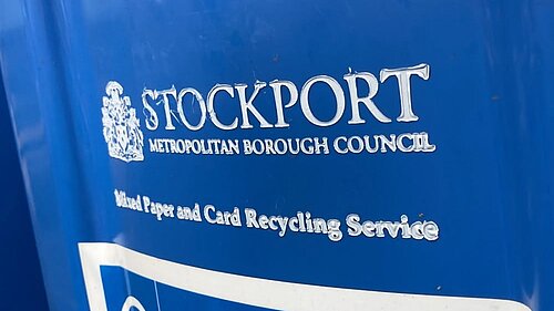 Stockport Council blue recycling bin
