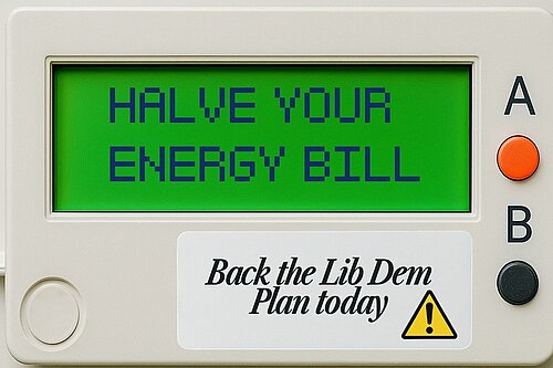 Halve Your Energy Bill. Back the Lib Dem Plan today.