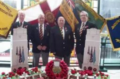 Ex Fusiliers and Royal British Legion Members Councillor Peter Clegg, Alan Thorpe, Norman Holt and David Barber at the Poppy Appeal stand in the Wheatsheaf Centre