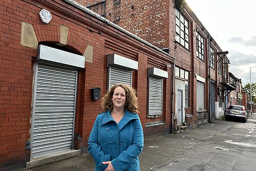Alice stood in front of unit on Lowfield Road