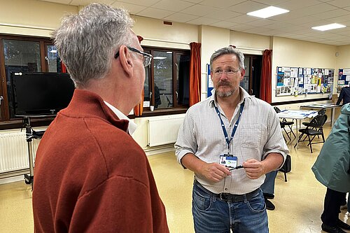 Cllr Andy Todd speaking at a pop-up event for the Local Plan
