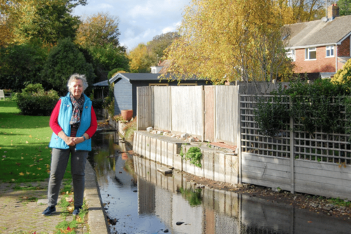Alton District Councillor Ginny Boxall campaigning for the rivers 
