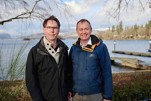 Tim alongside local councillor Steve Bavin at Bowness
