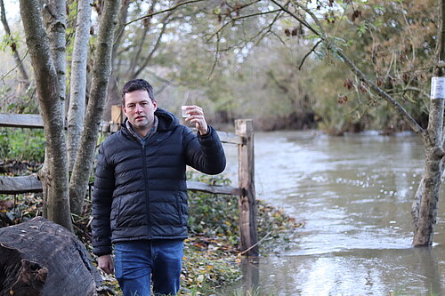 Chris in the River Mole