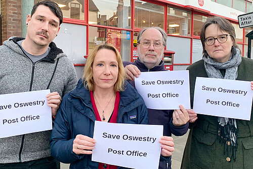 Campaigners outside Oswestry Post Office